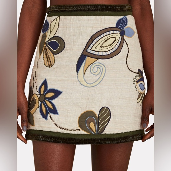 VERONICA BEARD Inga Embroidered Mini Skirt Sz 00 NWT - Picture 1 of 7